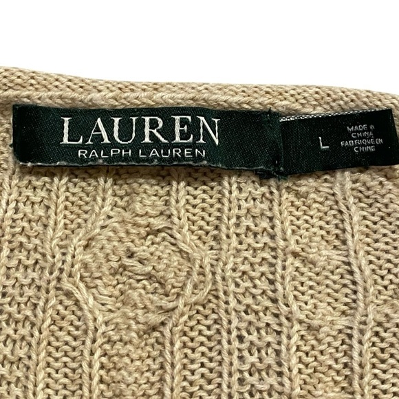 Lauren Ralph Lauren 100% Cotton Fitted Cable Knit Sweater Sz L Preppy Classic - Picture 6 of 7